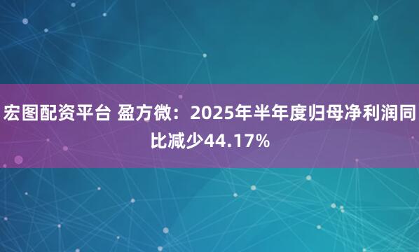 宏图配资平台 盈方微：2025年半年度归母净利润同比减少44.17%